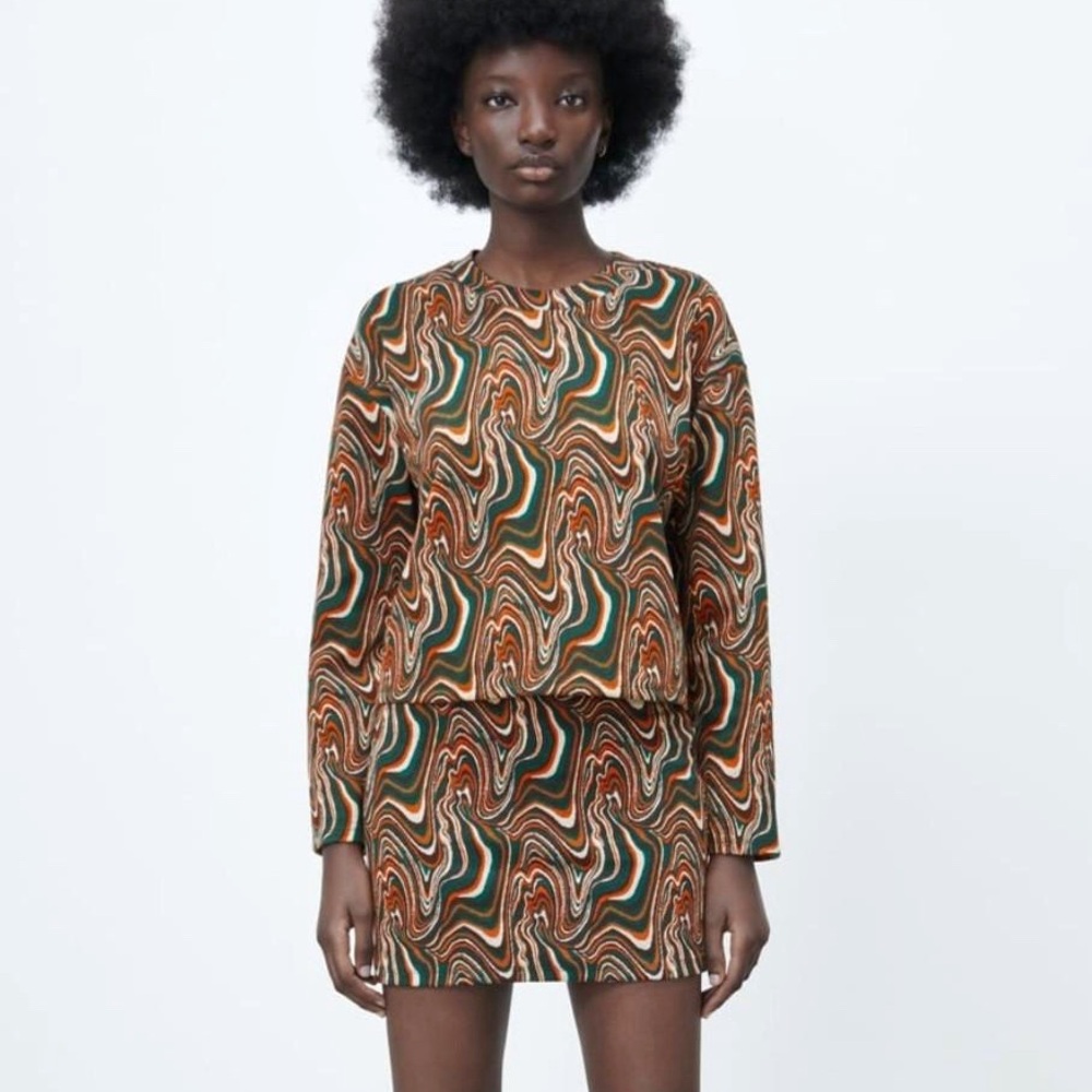 Zara Jacquard sweater Co-Ord set top and mini skirt set size Medium - Picture 1 of 11
